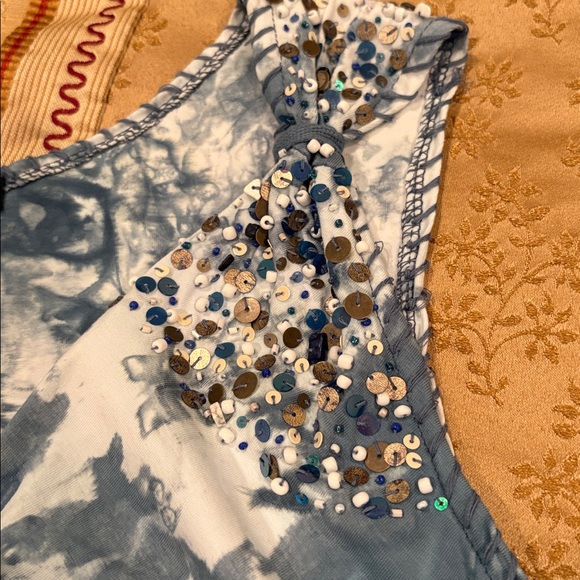 NWT Funky Haven Bleu Tie-Dye Twist Tank Top, Sequin Detail, Cotton blend, L - Picture 8 of 11